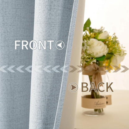 MIULEE Blackout Curtains - 100% Thermal Insulated Linen Textured Drapes | Chambray Blue, 52 x 63 Inch (2 Panels)