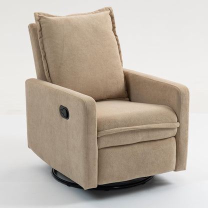 ERYE Modern Manual Reclining Chair Lovely Swivel Glider Rocker Chair for Living Room Bedroom Studio, Manual Recliner Armchair 360° Swivel Boucle Upholstered Nursery Armchair