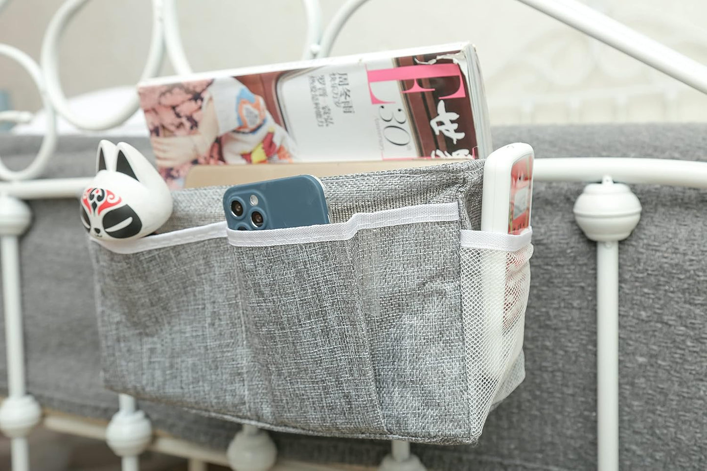 Home Dormitory Bed Hanging Storage Bag, Dark Gray, 31 cm Length, 11 cm Width, 16 cm Height
