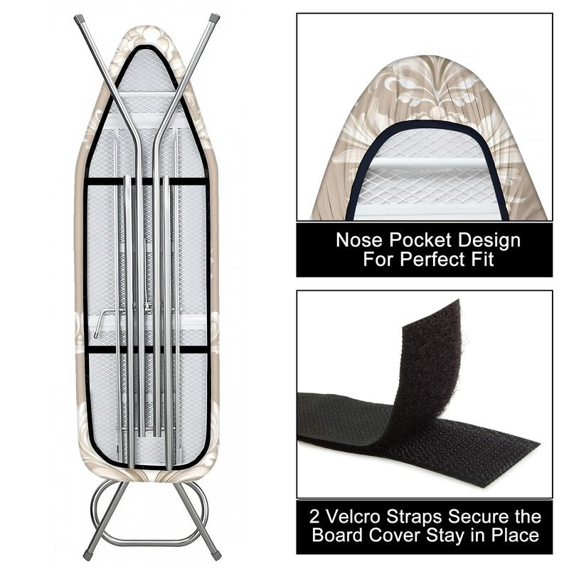 Ironing Board Cover 15"x54" Standard Size Replacement Thick Iron Board Covers Heavy Duty Non-Slip Board Cover Fitted with Elastic Edges and Velcro Straps