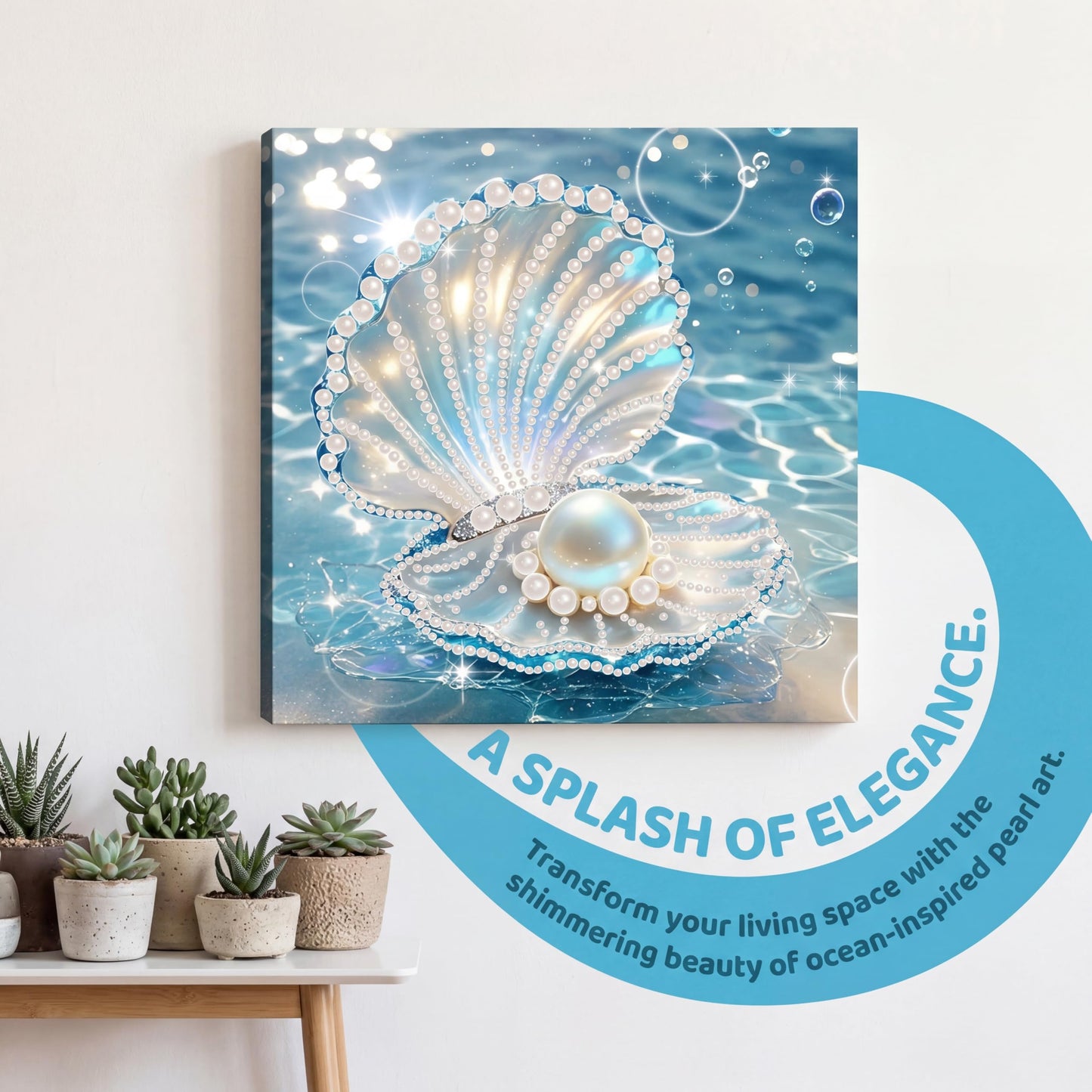 Huacan DIY 3D Pearl Painting Kit - Transparent Shell Pearl Art Craft Kit Pearl Painting with Frame for Home Wall Decor 8 * 8 Inch for Adults and Beginners