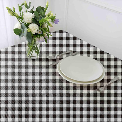 Artisan Flair Black and White Checkered Tablecloth, Flannel, 54 x 72" for Family Dinners or Gatherings