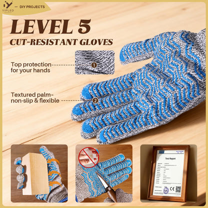 Wood Carving Kit for Beginners, Wood Carving Tools with 3Pcs Whittling Knife 7Pcs Basswood Carving Blocks, Grade 5 Anti Cutting Gloves, Leather Strop, Polishing Compound, Entry-Level Carving Gift Set