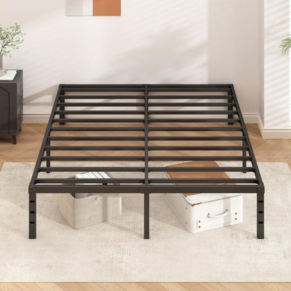 HLIPHA Metal Platform Bed Frame - 18 Inch Tall Queen Size | Heavy Duty Support Slats, Easy Assembly, Black