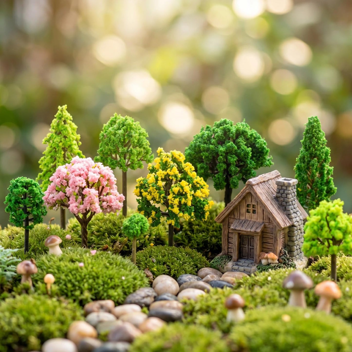 Model Trees & Diorama Supplies - 3-7cm Miniature Trees for Crafts, 55 Pcs Fake Plastic Trees for Fairy Garden Accessories & Diorama Box