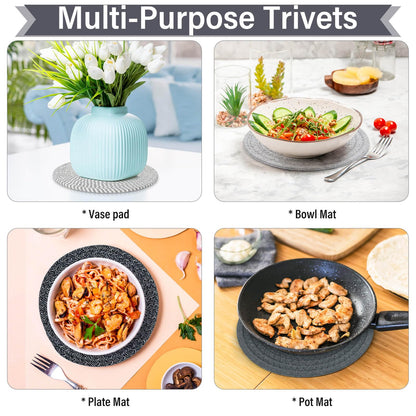 Billbotk 10" Trivets for Hot Dishes, Hot pots and Pans, Set of 6, Heat Resistant Pot Holders for Kitchen, Hot Pads for Countertops