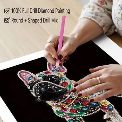 ZenPhyralis French Bulldog Diamond Painting Kit for Adults, 12x12 Full Drill Art with Resin & Special Shaped Gems, Frenchie Gift, Desk or Wall Decor