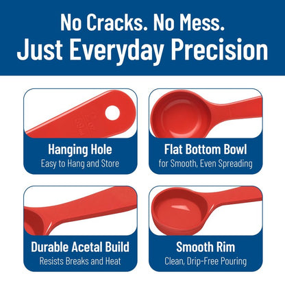 Carlisle FoodService Products Measure Miser Solid Measuring Spoon with Short Handle, 2 Ounces, Red (Pack of 12)