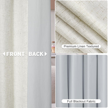 IVAPUPU Natural Linen Blend Pinch Pleated Curtains with 63'', 84'', 95'', 108'' Length