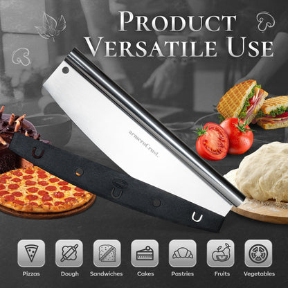 armeroCrust 16 Inch Pizza Cutter Rocker Blade - Easy Slicing - Premium Finish Pizza Slicer with Time Saving Pizza Cutter Rocker Design