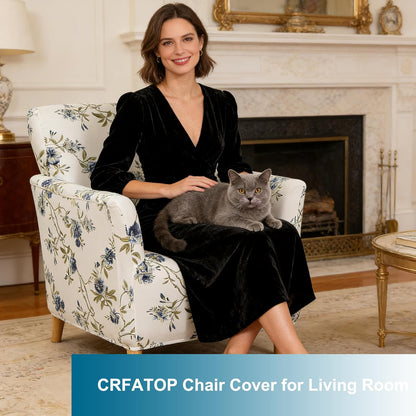 1 Sofa,A43 CRFATOP Printed Stretch Chair Slipcovers with Arms for Living Room Piece Accent Chair Covers Soft Banquet