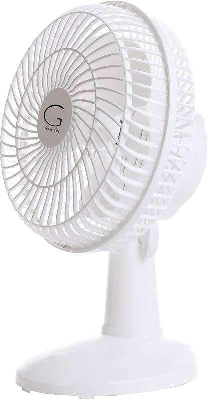 Genesis 6-Inch Clip Fan, Convertible Table-Top & Clip Fan with Two Quiet Speeds, Ideal for Home, Office, White