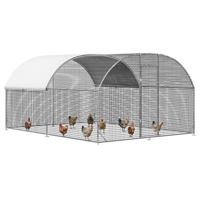 LEVELEVE Large Walk-in Chicken Coop with Chicken Run, Galvanized Poultry Enclosure with Waterproof Anti-UV Cover and Security Lock, Ideal for Rabbit, Duck, Backyard and Farm Yard，13.1'x 9.8'x 6.6'