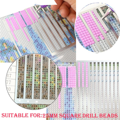 Diamond Painting Ruler Stainless Steel Diamond Art Ruler Alignment, Diamond Painting Guide Tools (Square-3Pcs(1,3,4 Rows))