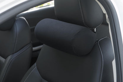 ALIBO Memory Foam Car Neck Pillow with Adjustable Strap, Soft Auto Cervical Round Roll Bolster Headrest, Black, 1 Piece