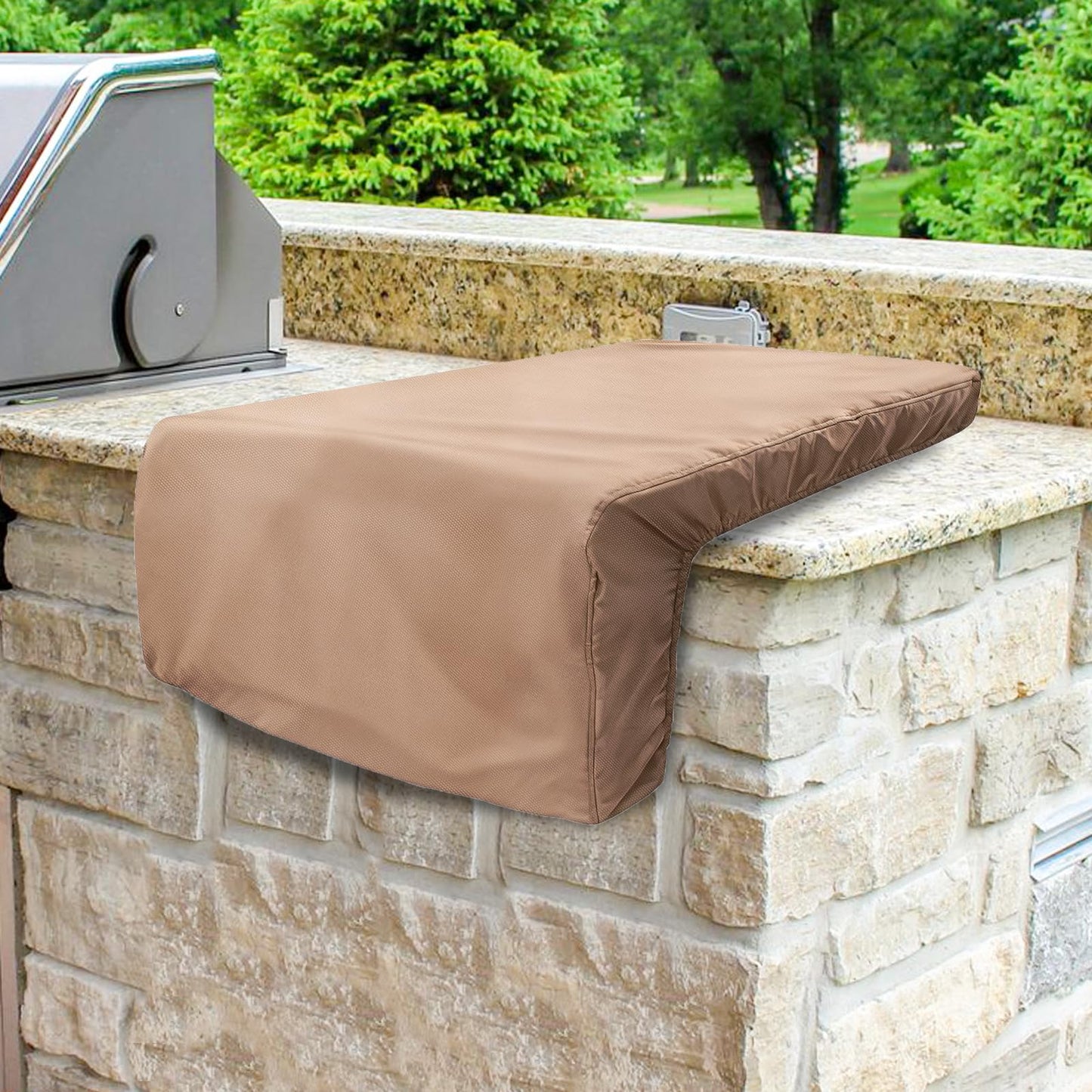 DearHoHo Cover for Blaze Premium LTE Built-in Double Side Burners - 2SBBICV,Heavy Duty 600D Waterproof Outdoor Grill Burner Cover with Plush Lining,Suitable 24''L x 13''W x 11''H,Khaki