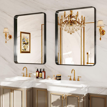 30x36 Inch Black Metal Framed Bathroom Mirror for Wall, HD Tempered Glass, Vanity Mirror for Over Sink, Anti-Rust Aluminum Alloy Mirror, Farmhouse, Horizontally or Vertically Hanging