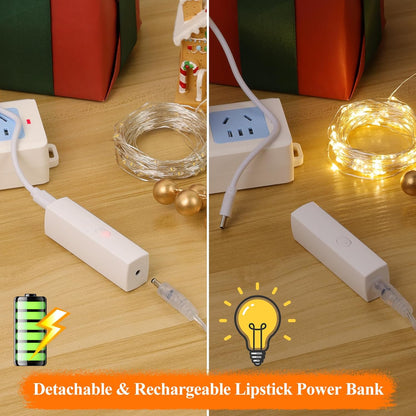 132FT(33 4) Lakumu * Fairy Lights Battery Operated, Rechargeable String Lights with Timer, LED Twinkle Lights