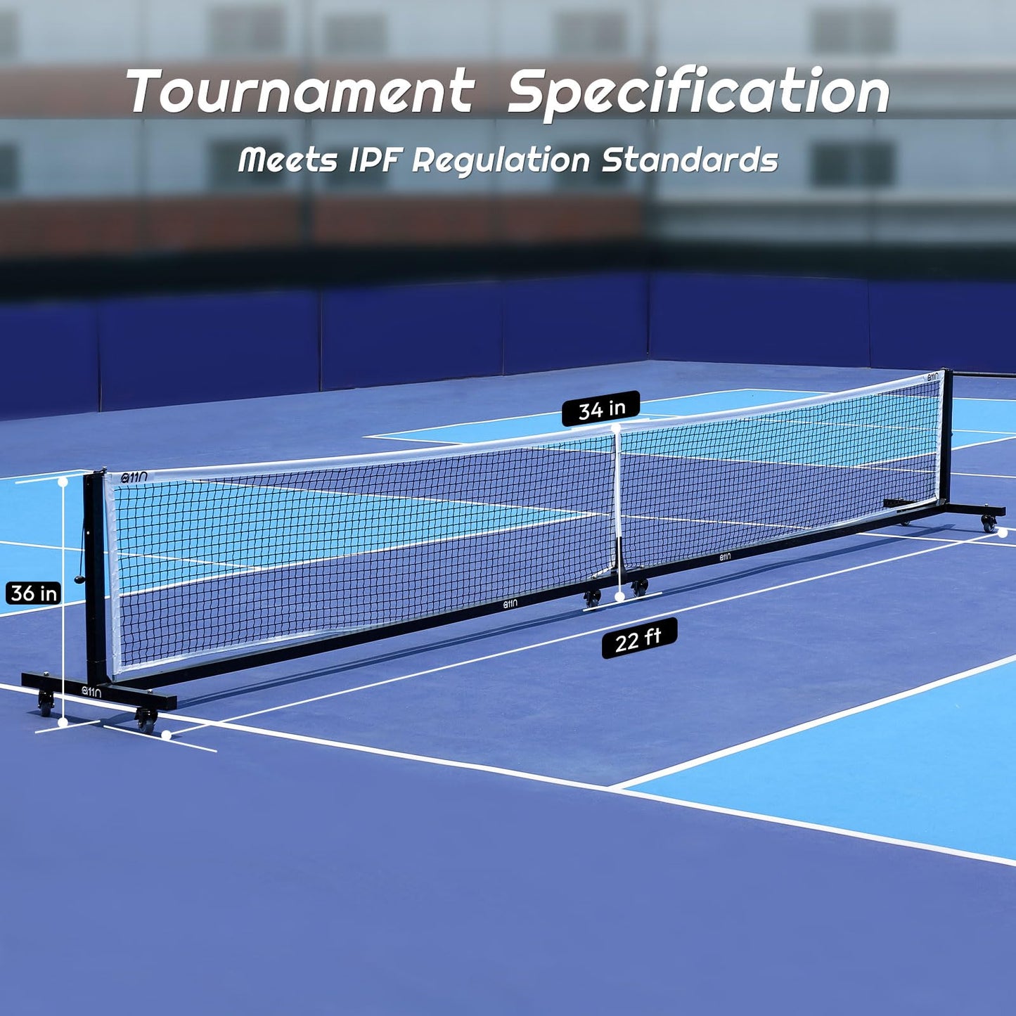 A11N SPORTS Aluminum Tournament Pickleball Net with Tension Lock System & Built-in Wheels - Conform with IFP Regulations