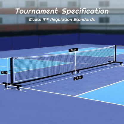 A11N SPORTS Aluminum Tournament Pickleball Net with Tension Lock System & Built-in Wheels - Conform with IFP Regulations