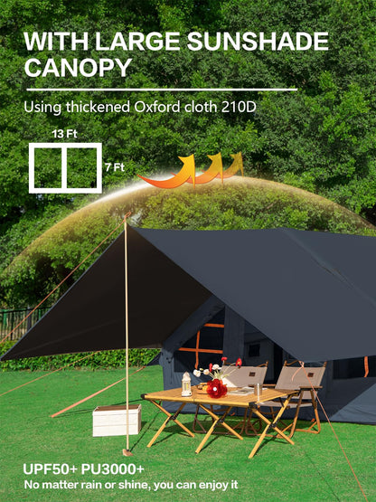 4-6 Person Inflatable Camping Tent, 9.8 * 7.2 FT Glamping Inflatable Tents with LargeTarps,2025 Update Zipper Door Easy Setup Blow Up Tents for Camping