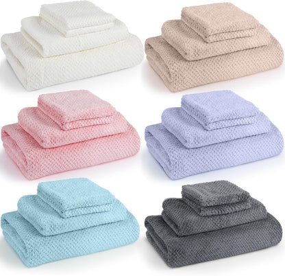 24 6 Sets Set Peryiter Pcs Bath Towels and Washcloths Microfiber Bathroom Beach Pool Large Towel Coral Velvet Highly