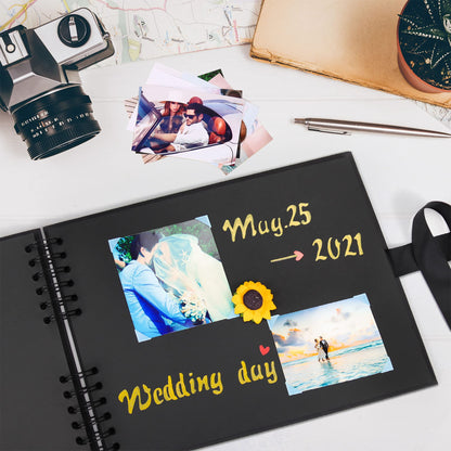 Vienrose Scrapbook Album 80 Pages, DIY Photo Album with Accessories, Black Kraft Paper Memory Book for Wedding, Birthday, Travel, Valentine, Mother’s Day, 11x8 Inches