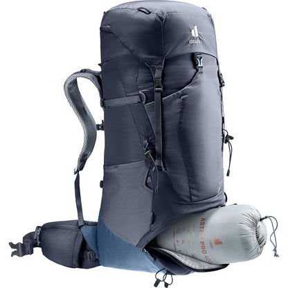 Deuter Unisex Aircontact Lite 50 + 10 L, Lightweight Backpacking & Hiking Backpack for Men & Women, 50 + 10 Liters - Black-Marine