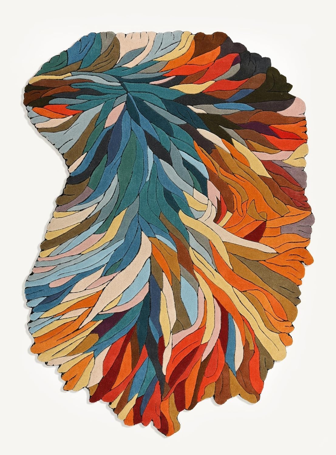 Restoration and Renovation Handmade Irregular Shape Wool Area Rug | Unique Contemporary Botanical Design, Thick & Soft Carpet | Perfect for Living Room, Bedroom Decor (Multi, 6' x 8')