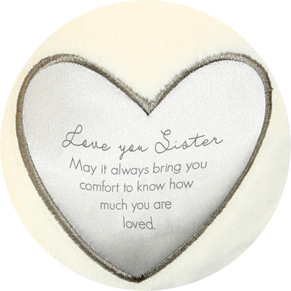 Pavilion Gift Company Soft Memory Foam Travel Neck Pillow for Hospital Stay, Love You Sister, Cream