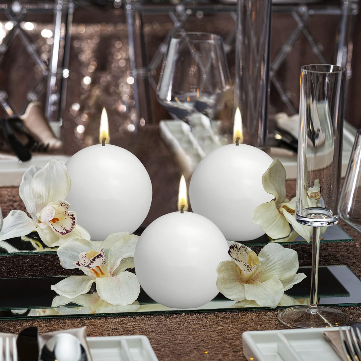 Bolsius 2 Count White Ball Candles - Premium European Quality - 2.75 Inches Unscented Dripless Clean Burning Dinner