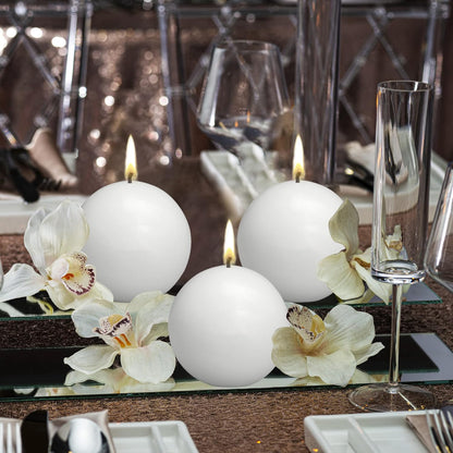 Bolsius 2 Count White Ball Candles - Premium European Quality - 2.75 Inches Unscented Dripless Clean Burning Dinner