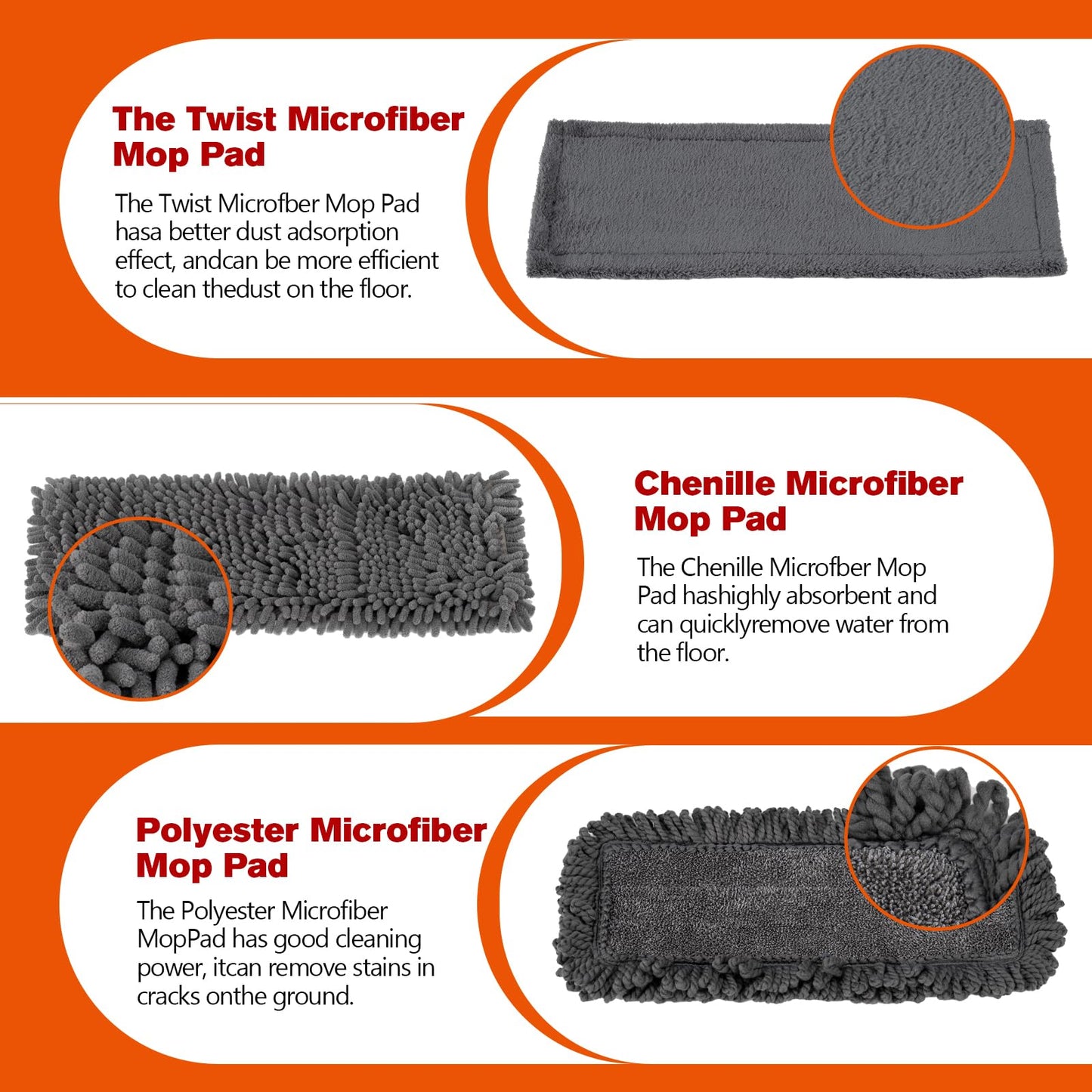 Dust Mop for Floor Cleaning with 3 Washable Pads and 55” Long Stainless Steel Handle,Microfiber Mop for Hardwood Floors, Tile, Marble Floors (Microfiber mop)