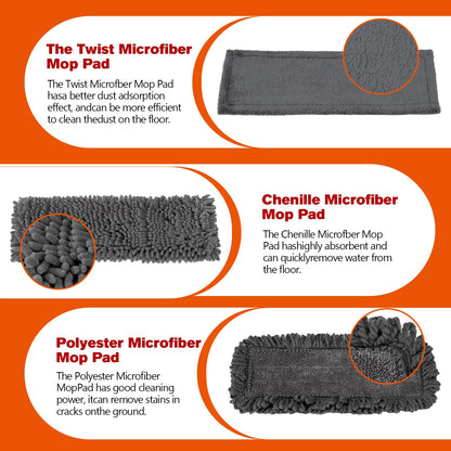Dust Mop for Floor Cleaning with 3 Washable Pads and 55” Long Stainless Steel Handle,Microfiber Mop for Hardwood Floors, Tile, Marble Floors (Microfiber mop)