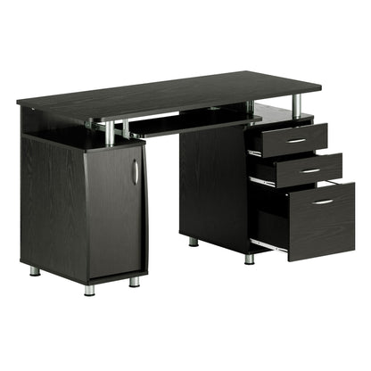 Techni Mobili 48'' W Computer Desk with File Cabinet and Drawers, Storage Cabinet with Removable Shelf and Ventilation for CPU, Home Office Desk or Computer Workstation with Keyboard Tray, Espresso
