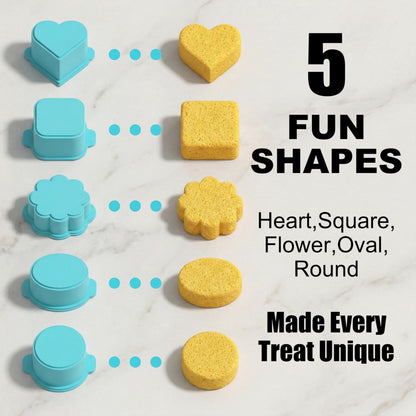Hokkieam 5 PCS Cake Pop Mold Set with 7.87-inch Tray, Heart Square Cloud Oval Round 3D Printed Cake Pop Cutter and Pusher, Baking Molds for Home Baking, Birthday Parties, Wedding Desserts
