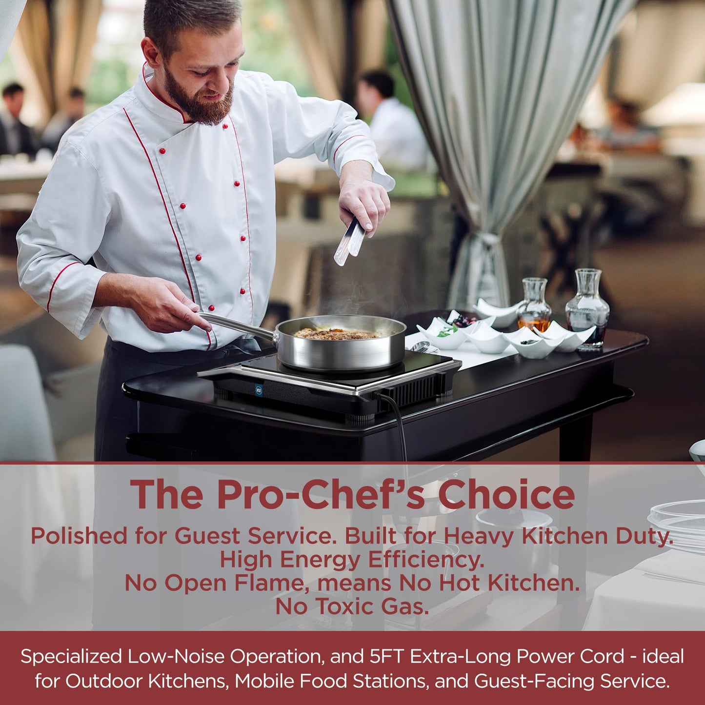 ChangBERT Induction Cooktop NSF Certified Professional Chef Edition Stove, 1800W Commercial Induction Burner with Schott Glass, Large Heating Coil Electric Hot Plate for Restaurant Hotel Food Station