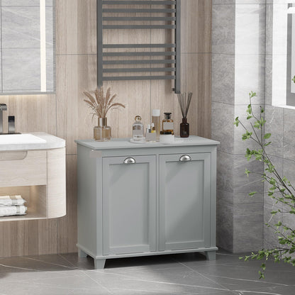Modern Tilt-Out Laundry Sorter Cabinet, Bathroom Storage Organizer with Two-Compartment Tilt-Out Hamper,Used in Restaurants