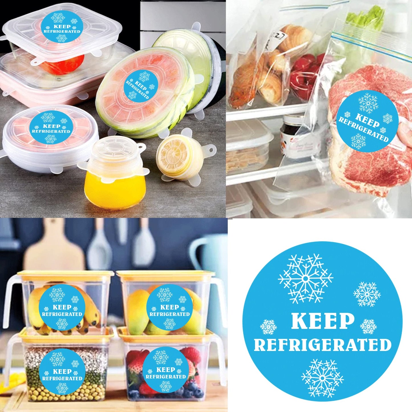 wootile Keep Refrigerated Stickers Waterproof 1.5 Inch Fluorescent Round Dots Blue Keep REFRIGERATED Food Packaging Warning Labels for Pharmacy, Drug Stores,Warning Labels,Health clinics,Drink 500Pcs