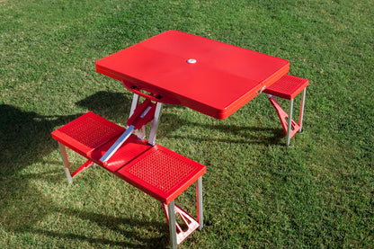 PICNIC TIME NCAA Iowa State Cyclones Folding Picnic Table - Camping Table - Outdoor Table with Umbrella Hole, (Red)
