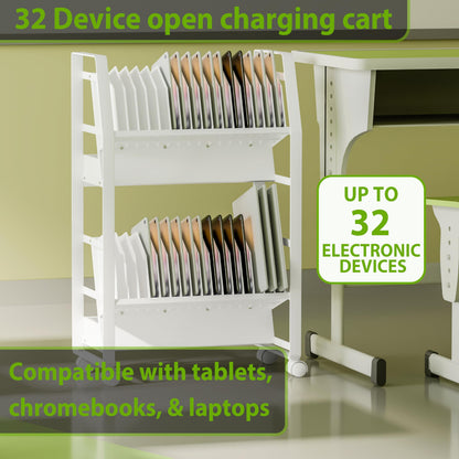 Chromebook Cart, Mobile Chromebook Charging Cart for iPads,Laptop Charging Cart , Chromebook Charging Station for Classroom, Compatible with Any Screen SizeEquipped with a 32-bit socket power strip.