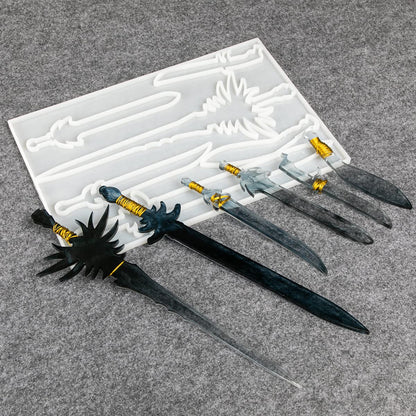 Nearockle Resin Molds with Golden Craft Wire, Atham Epoxy Resin Casting Silicone Molds, with 6 Different Shape DIY Resin Molds, Reusable Keychain, Decoration, Cosplay, Toy Epoxy Molds