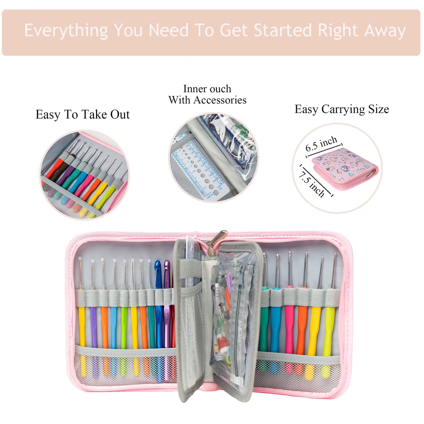 SHAXANO Crochet Hooks Kit with Case, 95-Piece, Ergonomic Crochet Needles Weave Yarn Kits DIY Hand Knitting Art Tools for Beginners and Experienced Crochet Lovers