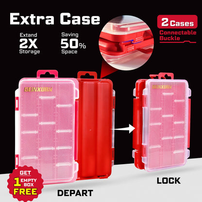 Geinxurn Small Flat Storage Parts Organizer, 4Pcs Red Portable Transparent Plastic Small Parts Tools Box with Removable Dividers, Screwdriver Bit Cases Storage(4 Pieces)
