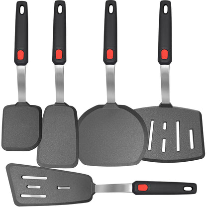 Mixed 5 Piece Silicone Spatula Set, 600F Heat-Resistant No-Melt Rubber Spatula Handle and Blade - Kitchen Cooking Utensils for Nonstick Cookware, Spatula Turner for Egg,Pancake,Burger- Dishwasher Safe