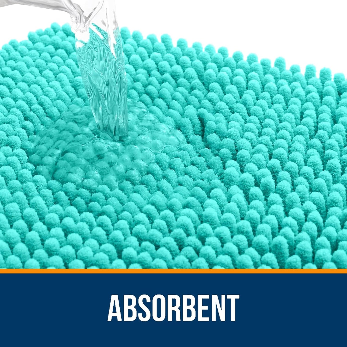 OLANLY Large Chenille Bath Rugs - Extra Soft & Absorbent | Quick Dry, Machine Washable, 40x32, Teal