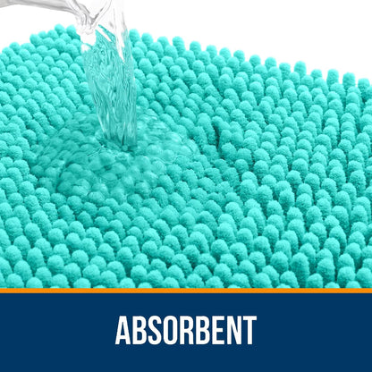 OLANLY Large Chenille Bath Rugs - Extra Soft & Absorbent | Quick Dry, Machine Washable, 40x32, Teal