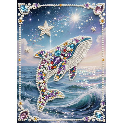 Stalente Pearl Diamond Painting Kits for Adults Dolphin, 5D Special Shape Diamond Art Kits for Beginners, Crystal Rhinestones Diamond Painting for Home Wall Decoration Gift 12×16inch, Animal