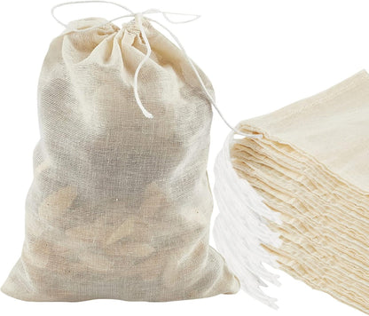 24 Pack (6 8 inch) TUZAZO Reusable Spice Bags for Cooking, Cheesecloth Bags for Straining, Drawstring Cotton Tea Bags