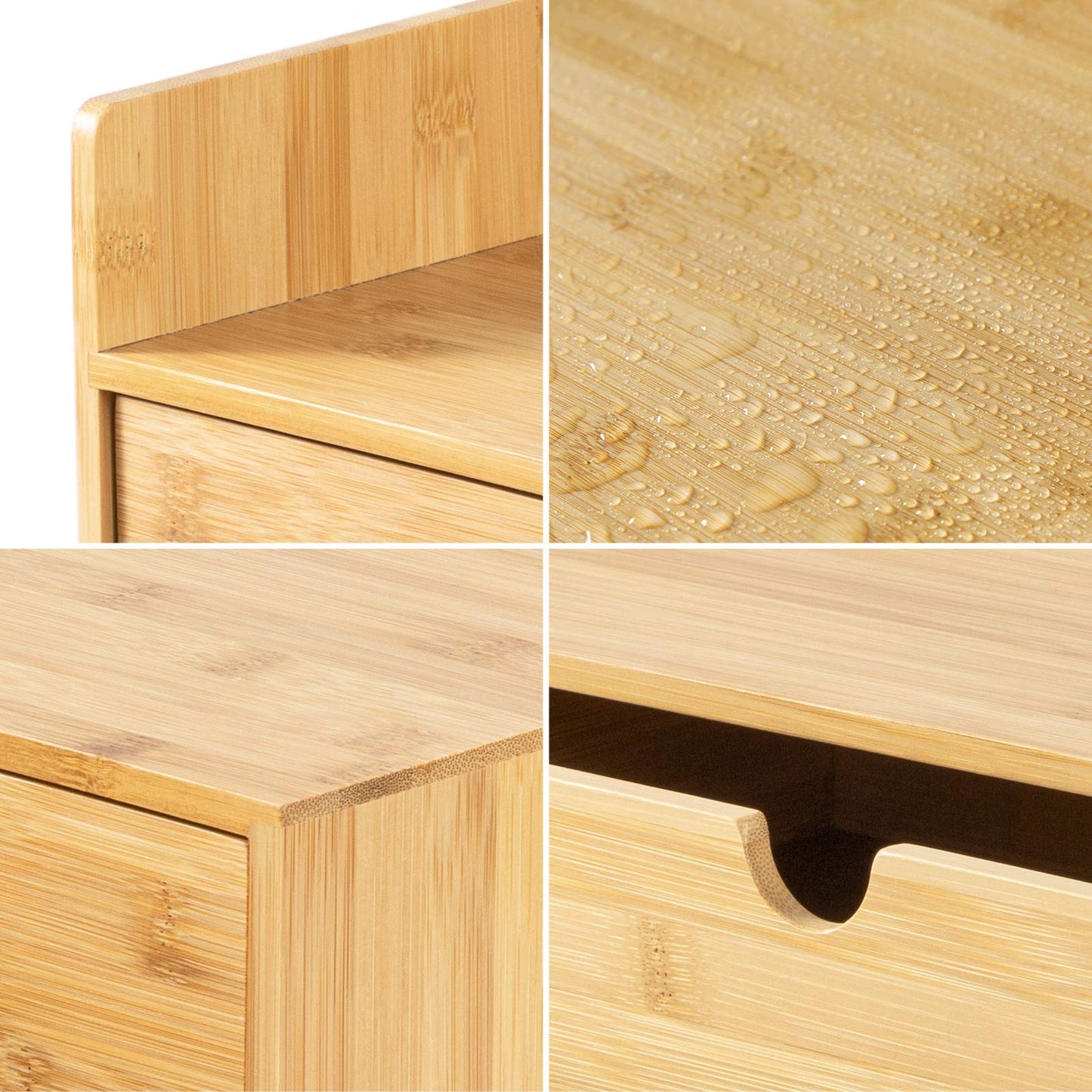 Wisuce Bamboo Desk Drawer Organizer, Desktop Organizer with Drawers Tabletop Storage Organization Box for Office Home Toiletries Supplies Vanity, No Assembly Required(1 with shelf-3 Drawers)